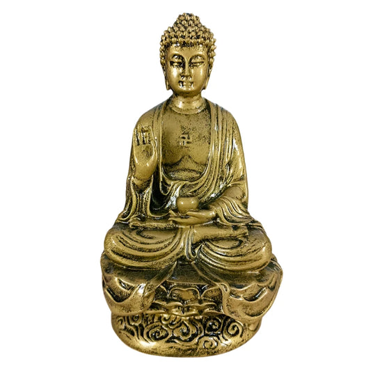 Bronze Medicine Buddha Statues Ornament Resin Feng Shui Lucky Shakya Muni Buddha Sculpture Home Office Garden Decoration