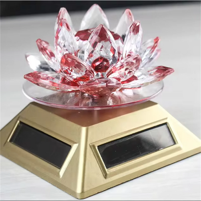 Feng Shui Crystal Glass Lotus Flower – Solar Energy 360 Rotating Home Decor