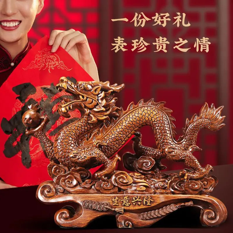 Feng Shui Golden Dragon Decoration - Wealth and Fortune Symbol