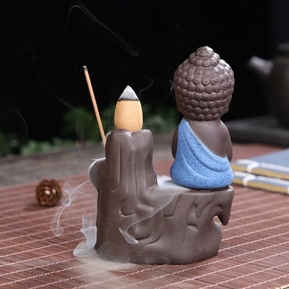 Incense Burner: Smoke Waterfall with Little Monk