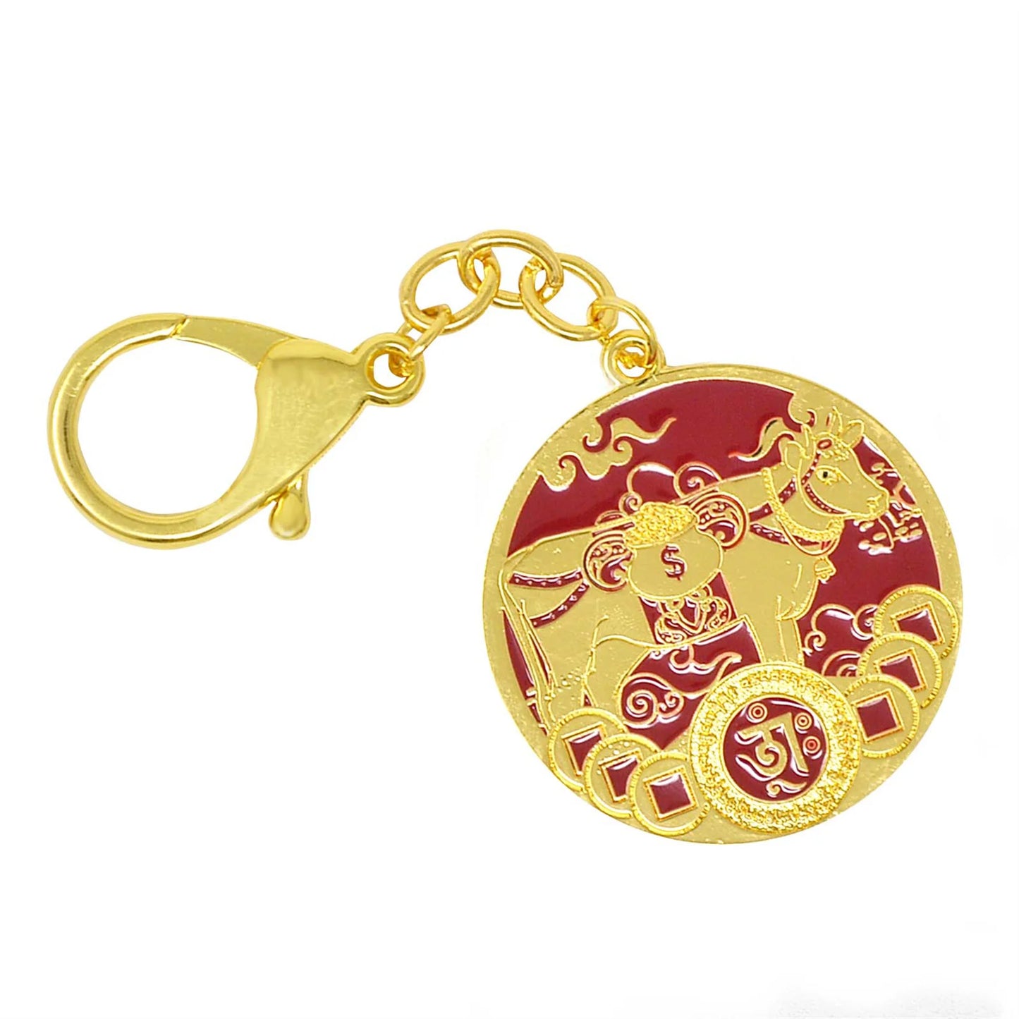 Feng Shui Sacred Bull Amulet Keychain - Talisman for Prosperity and Wealth