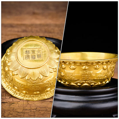 Brass Offering Bowl - Feng Shui Prosperity Basin for Meditation and Altar Decor