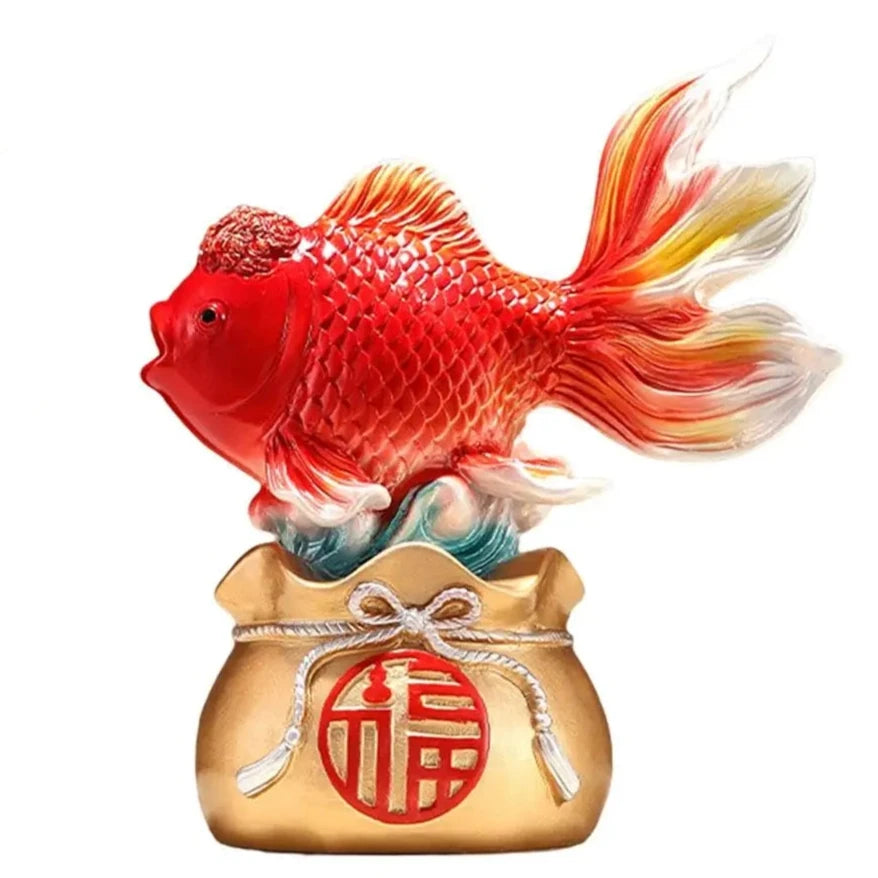 Chinese Feng Shui Fish Statue - Koi Figurine for Good Luck; Home Decor