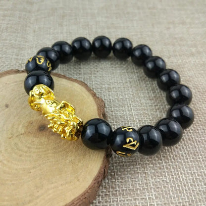 Feng Shui Black Obsidian Wealth Bracelet - Unisex Protective Jewelry