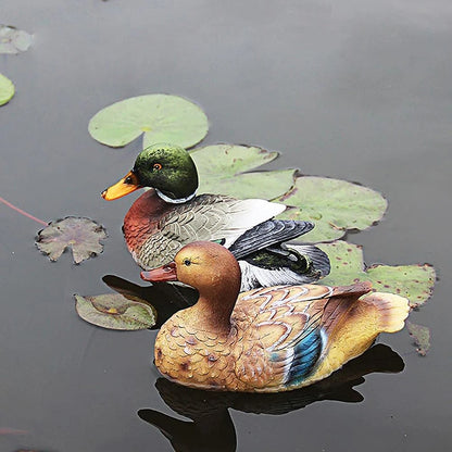 Lifelike Floating Duck Garden Decoration - Natural Resin and PU