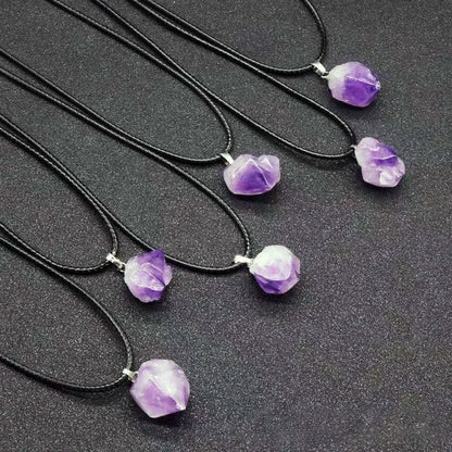 Natural Crystal Rough Stone Amethyst Pendant – Healing Gemstone Necklace for Women