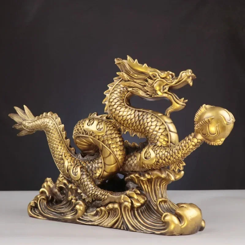 Pure Copper Dragon Figurine - A Symbol of Power and Prosperity