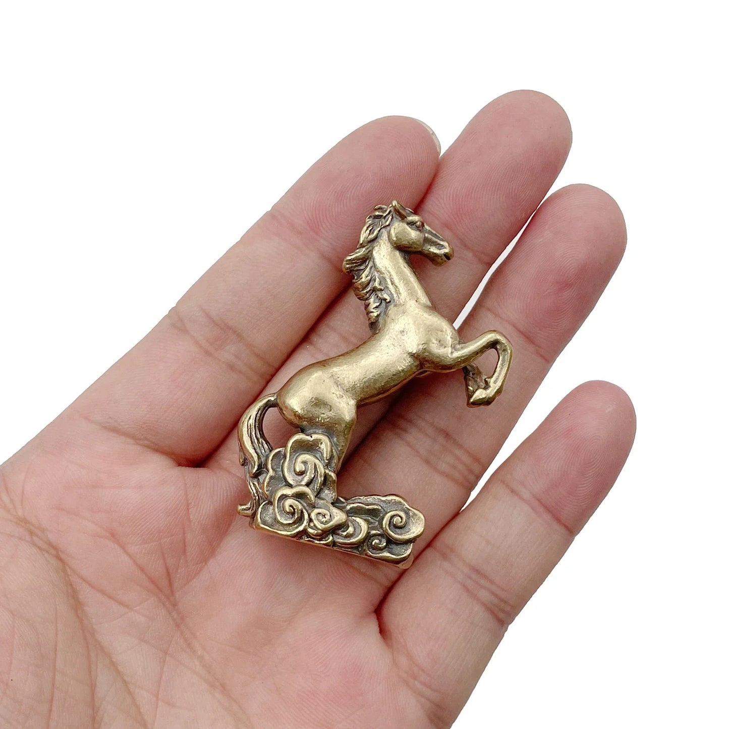 Copper Running Horse Feng Shui Sculpture – Vintage Brass Animal Desk Ornament for Office &amp; Home Decoration