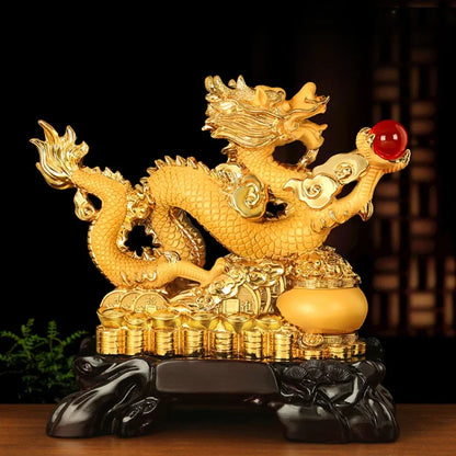 Resin Dragon Ornaments – Feng Shui Wealth Absorbing Home Decor for Christmas &amp; New Year Gifts