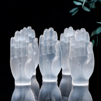 Natural White Selenite Hamsa Hand Figurine – Protection and Healing