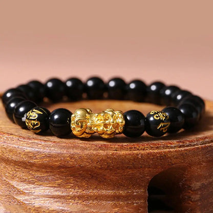 Feng Shui Black Obsidian Wealth Bracelet - Unisex Protective Jewelry