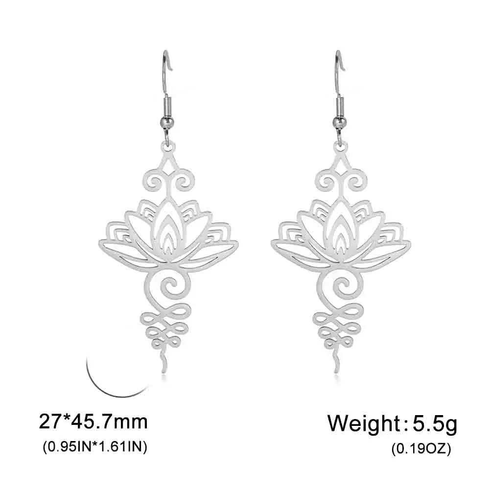 Unalome Lotus Flower Drop Earrings