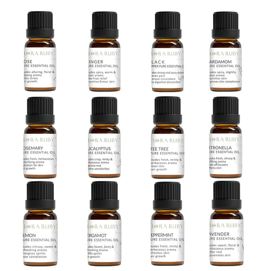 FLORA RUBY 12 Bottles Essential Oils for Diffuser