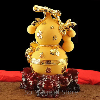 Auspicious Hu Lu Wu Lou Gourd – Resin Good Luck Ornament for Home Decor