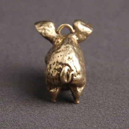 Vintage Brass Flying Pig Statue - Chinese Zodiac Figurine for Good Fortune and Prosperity