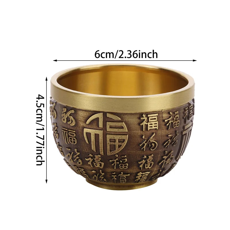 Dragon and Phoenix Brass Copper Treasure Bowl - Attract Wealth and Good Luck