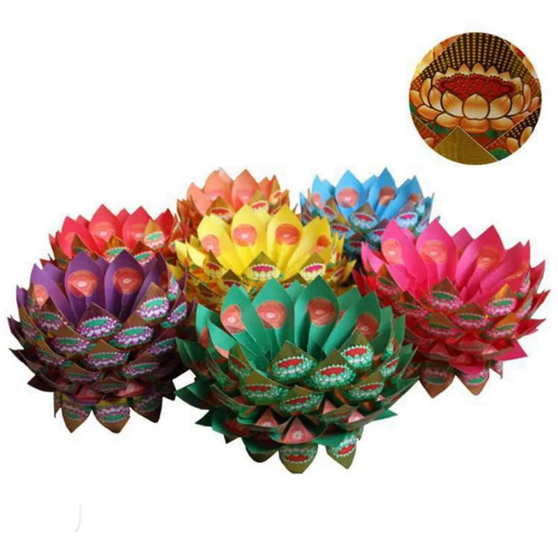 Chinese Ancestor Money Joss Paper Set – Folding Lotus Flower and Treasure Pot for Ancestral Worship