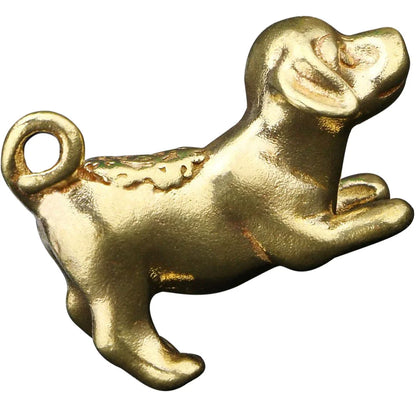 Golden Brass Mini Dog Figurine - Chinese Zodiac Charm