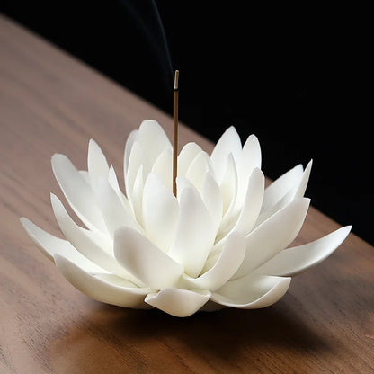 Large Ceramic White Lotus Incense Burner