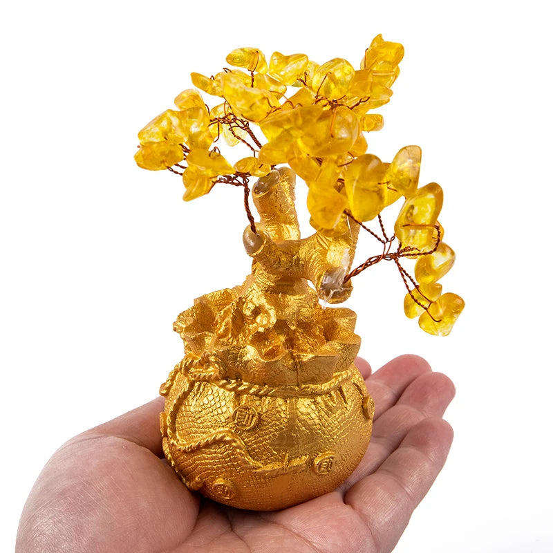 Natural Crystal Bonsai Money Tree - Feng Shui Wealth and Luck Decor