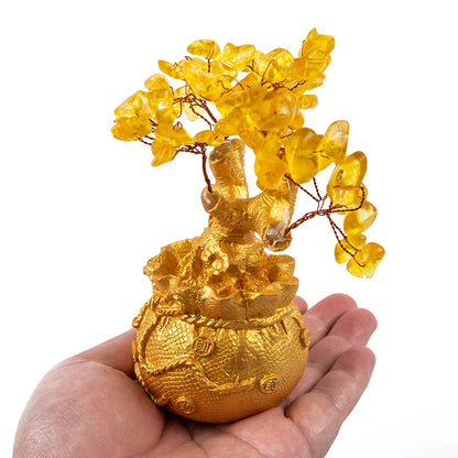 Natural Crystal Bonsai Money Tree - Feng Shui Wealth and Luck Decor