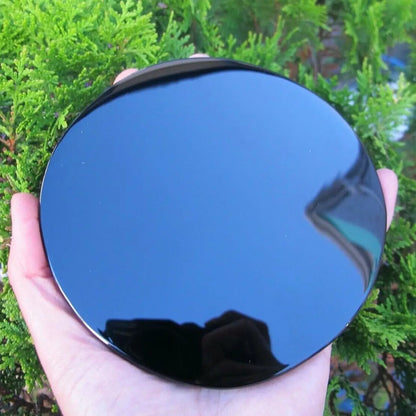 Natural Black Obsidian Scrying Mirror - Elegant Crystal Decor for Healing and Witchcraft