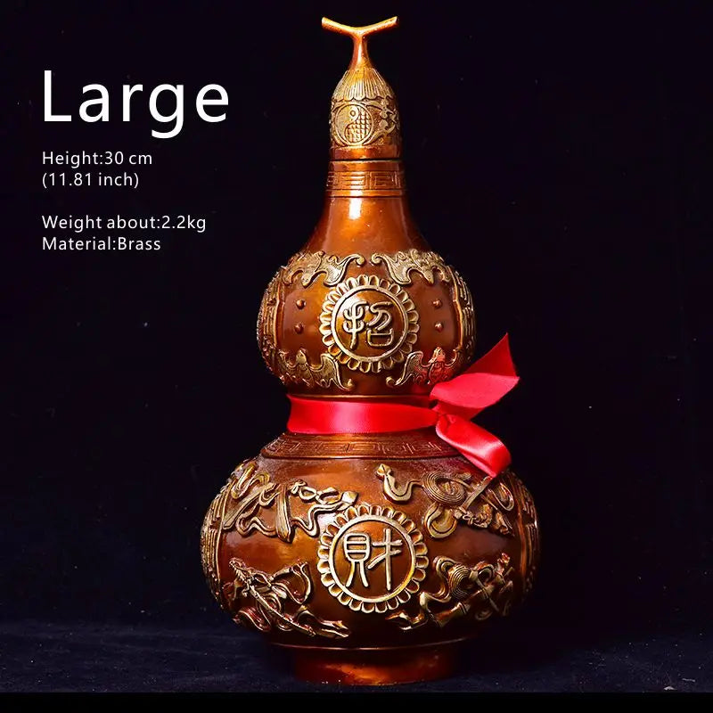 Copper Hu Lu Wu Lou Gourd – Auspicious Home Ornament for Good Luck