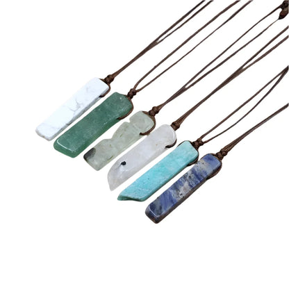 Natural Stone Slice Pendant Necklace - Quartz, Lapis Lazuli, Amethyst &amp; Amazonite