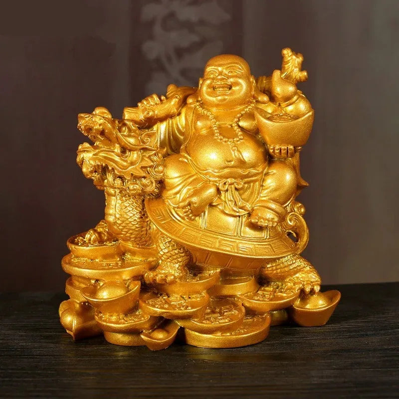 Resin God of Wealth Laughing Buddha Statue - Feng Shui Decor