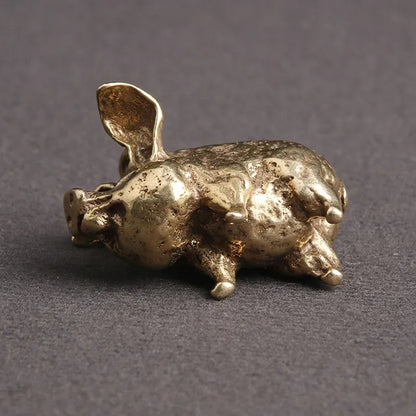 Vintage Brass Flying Pig Statue - Chinese Zodiac Figurine for Good Fortune and Prosperity