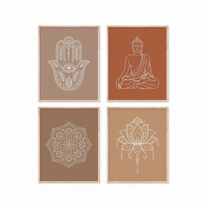 Mandala Buddha Lotus Abstract Wall Art Print – Canvas Painting for Tranquil Spaces