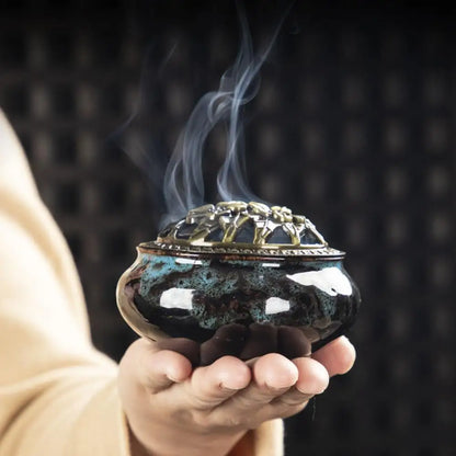 Incense Burner with Lid – Hollow Top, Slow Smoke