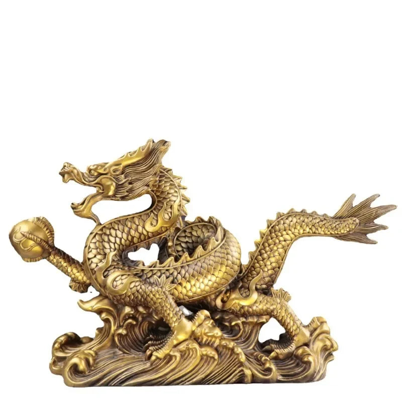 Pure Copper Dragon Figurine - A Symbol of Power and Prosperity