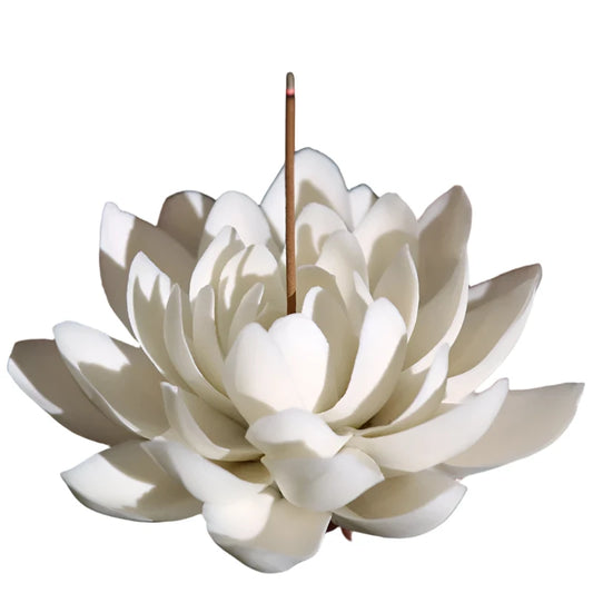 Large Ceramic White Lotus Incense Burner