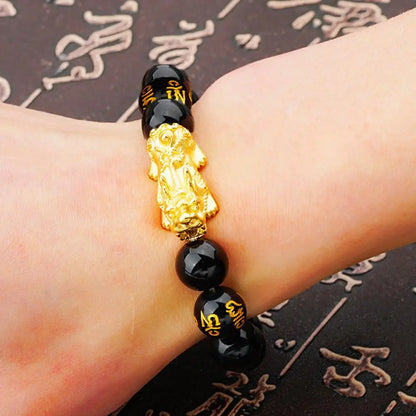 Feng Shui Black Obsidian Wealth Bracelet - Unisex Protective Jewelry