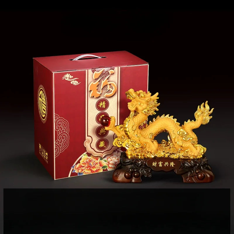 Resin Dragon Ornaments – Feng Shui Wealth Absorbing Home Decor for Christmas &amp; New Year Gifts