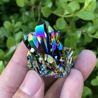 Rare Titanium Coated Quartz Crystal Cluster – Vibrant Home Decor &amp; Healing Tool