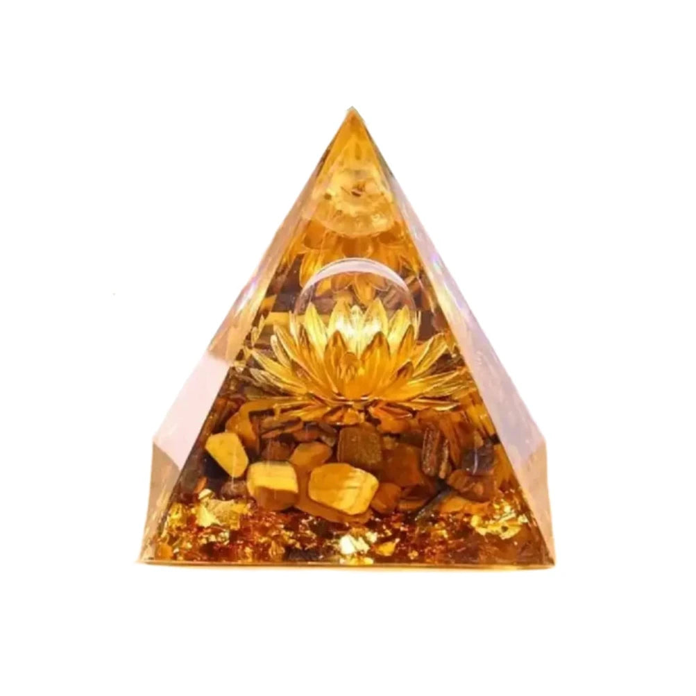 Orgone Pyramid with Clear Crystal & Tiger Eye