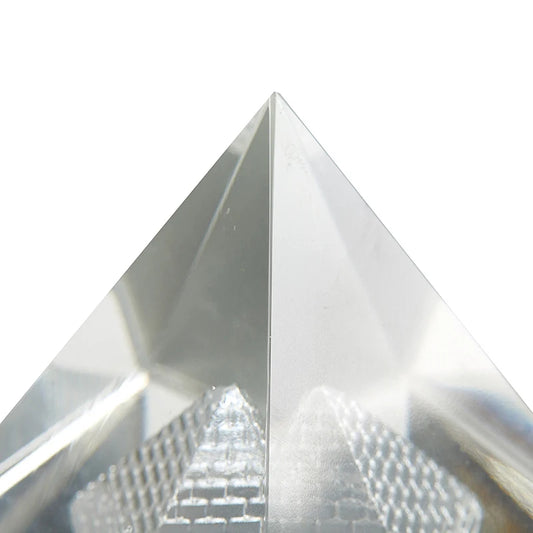 Energy Healing Hollow Crystal Glass Egyptian Pyramid Figurines – Feng Shui Decor Positive Energy