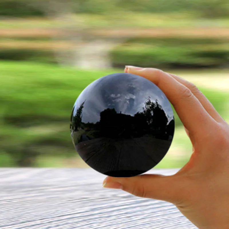 Large Natural Black Obsidian Sphere – Healing Gemstone for Home Décor