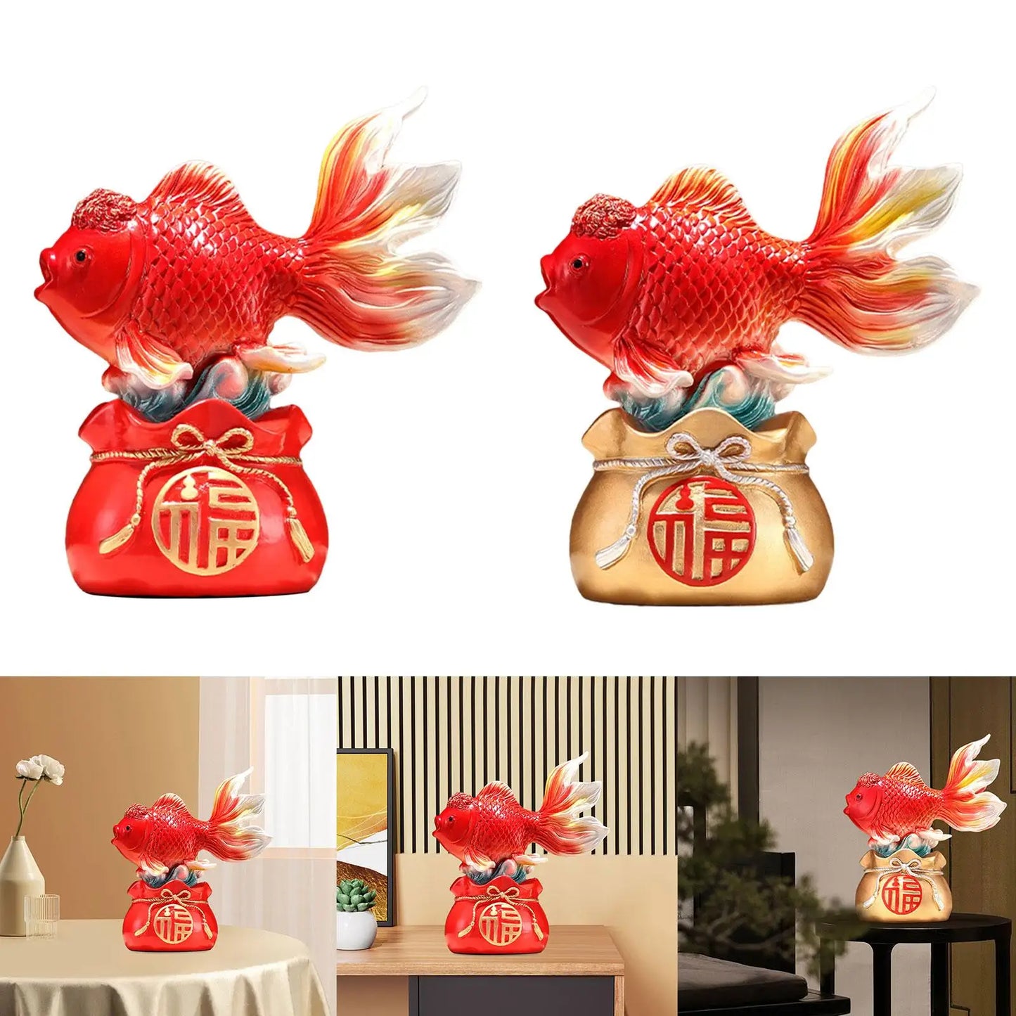 Chinese Feng Shui Fish Statue - Koi Figurine for Good Luck; Home Decor