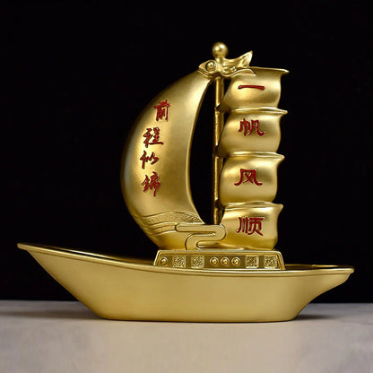 Collectible Sailing Boat Model - Feng Shui Smooth Sailing Decor for Home and Cafe