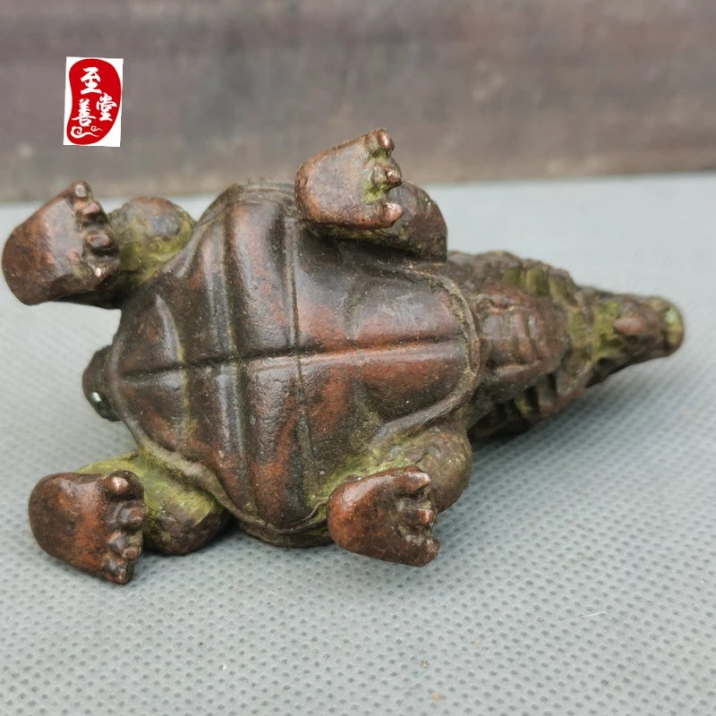 Antique Copper Tai Chi Bagua Dragon Turtle - Feng Shui Protection and Harmony