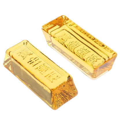 Feng Shui Yellow Crystal Gold Ingot – Lucky Wealth Ornament for Home Decoration