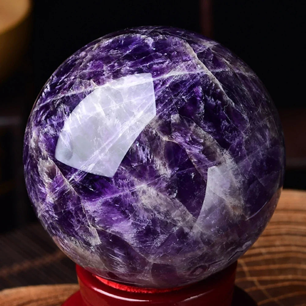 Natural Dream Amethyst Ball – Polished Healing Crystal Sphere for Reiki, Massage, and Home Décor