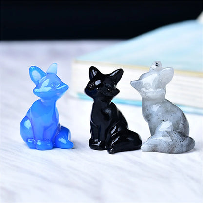 Crystal Fox Carving - Unique Animal Statue