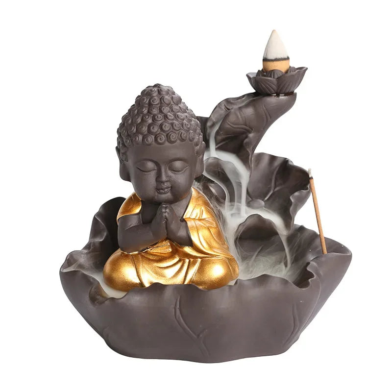 Buddha Backflow Incense Burner with Lotus