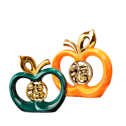 Gold Plated Apple Sculpture - Hollow Crafts Desk Decoration