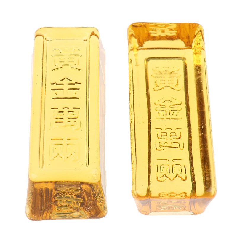 Feng Shui Yellow Crystal Gold Ingot – Lucky Wealth Ornament for Home Decoration