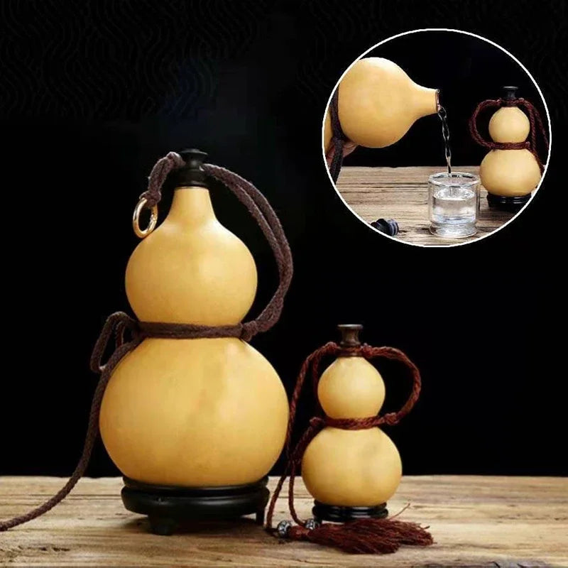 Natural Gourd Wu lou Home Decor Wall Ornaments Crafts Dried Gourd Water Bottle with Lid Hollow Calabash Desk Decor Drinks Holder